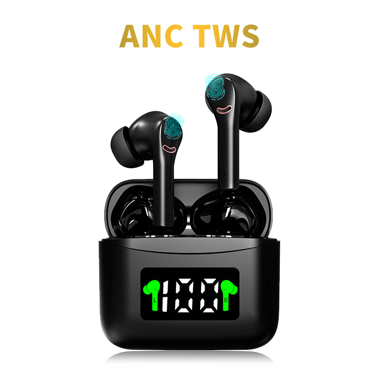 Enc anc tws j5 sem fio 5.0 fone de ouvido ativo redução ruído à prova dwaterproof água esportes controle toque alta fidelidade som música